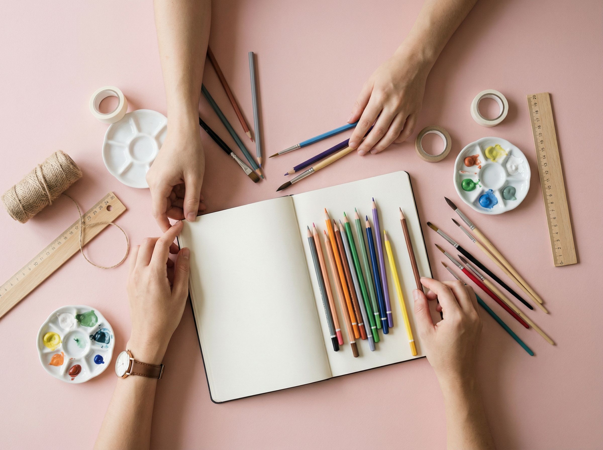 embark An open wooden art box displaying oil paint tubes and tools, perfect for creative projects.