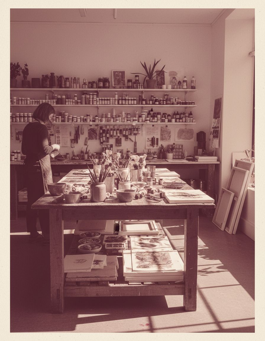 Inside the studio.